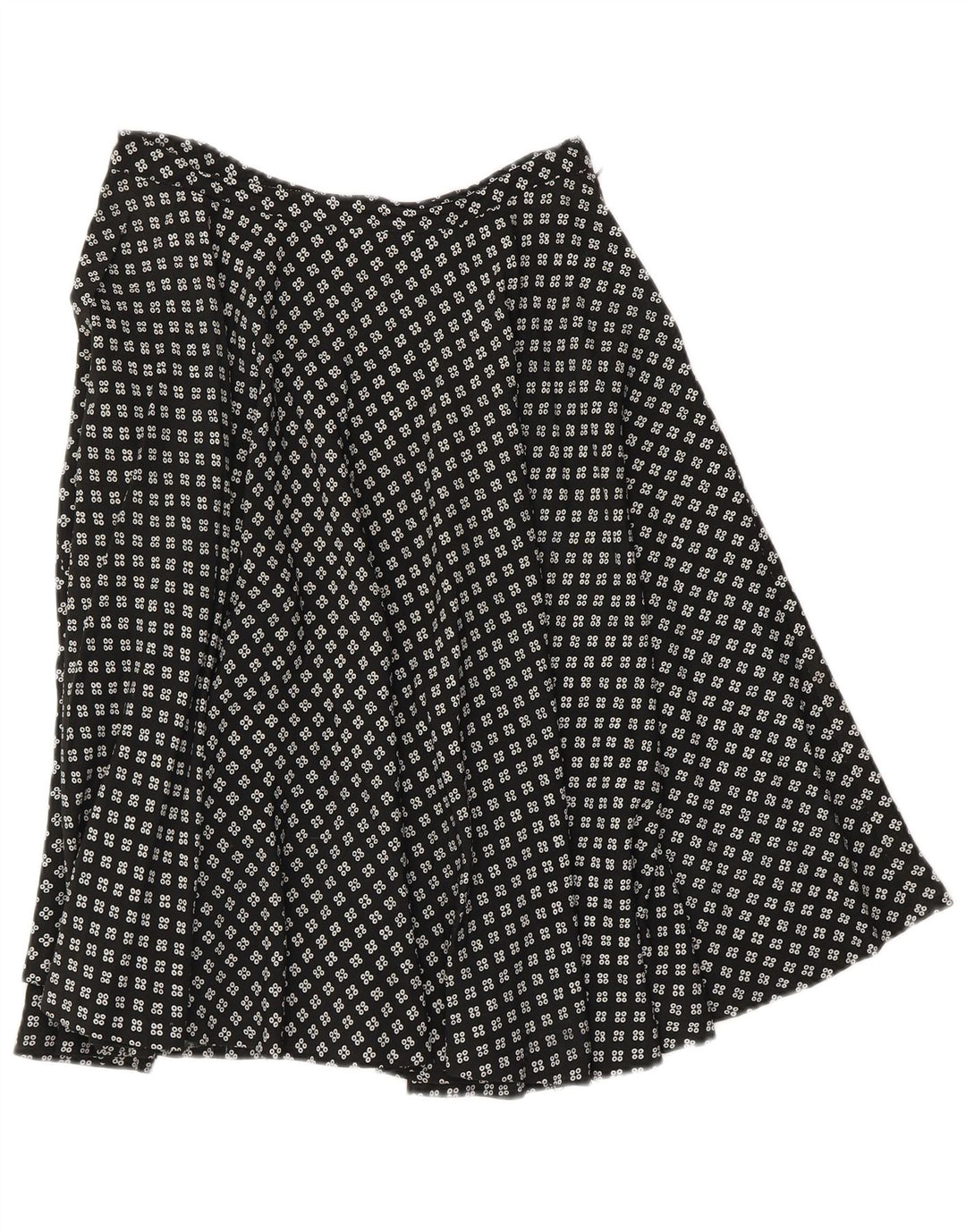 Vintage ženska suknja A-kroja W28 srednje crne geometrije