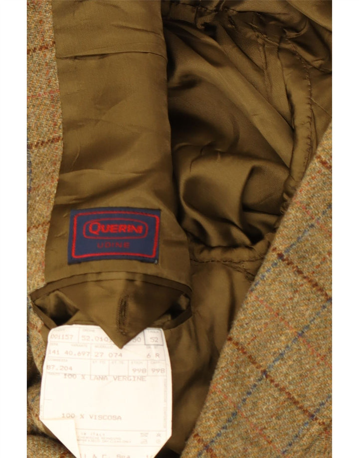 VINTAGE muška jakna sa 3 gumba IT 52 XL kaki karirana vuna