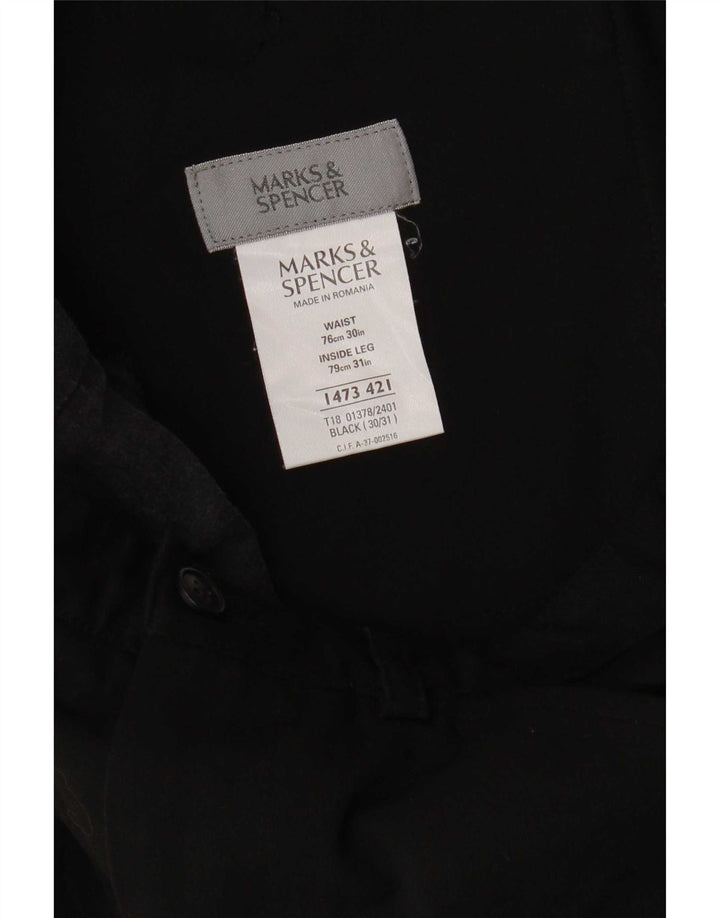 Marks & Spencer muške ravne ležerne hlače W30 L31 crni poliester