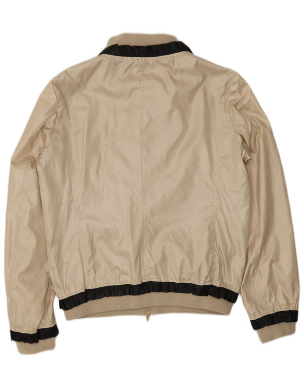 Moschino Womens Bomber Jacket UK 14 Large Gold Colourblock Polyester
