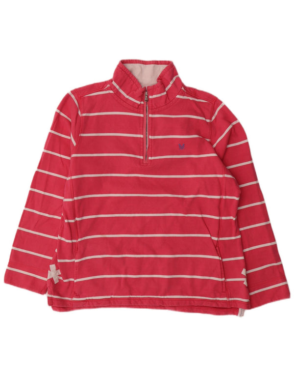 CREW CLOTHING Ženska majica s izrezom s patentnim zatvaračem UK 16 Velike ružičaste pruge