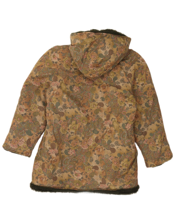 Vintage ženska šerpa parka jakna s kapuljačom UK 12, srednje raznobojna cvjetna