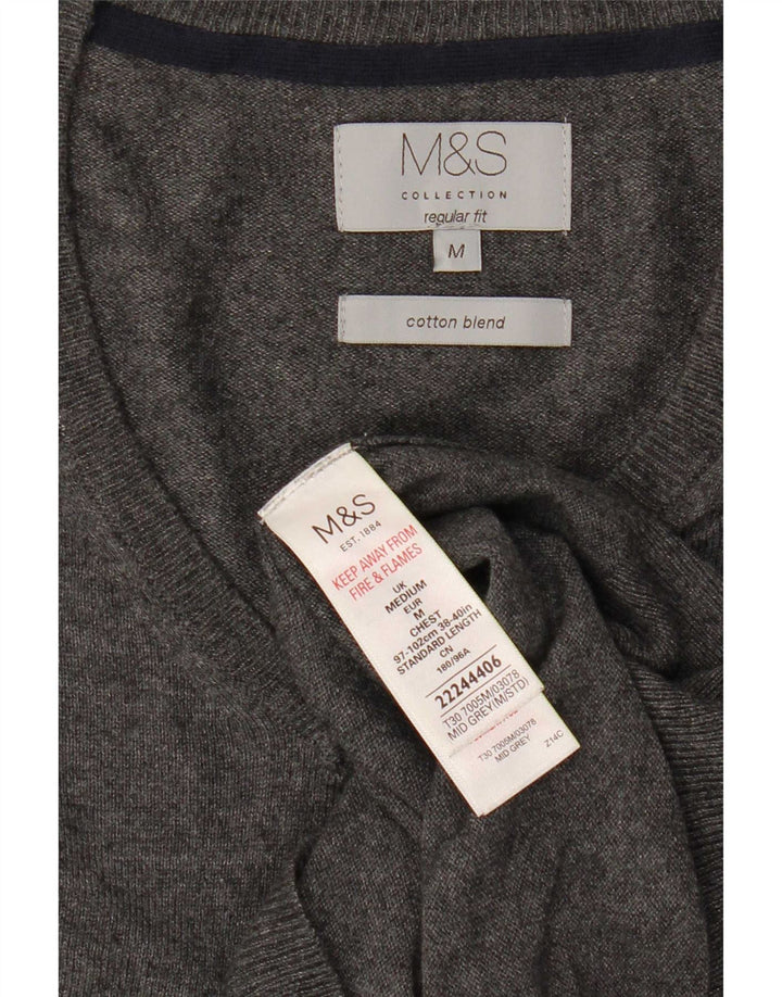 Marks & Spencer, muški džemper s V-izrezom, srednje sivi pamuk