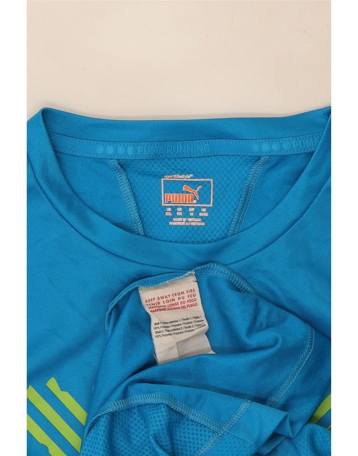 Puma Boys Graphic T-Shirt Top 15-16 Years Blue Poliester