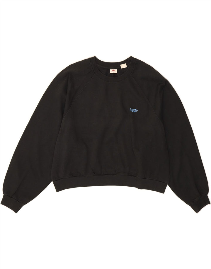 LEVI'S Womens Oversized Crop Sweatshirt Jumper UK 18 XL Black Vintage Levi's and Second-Hand Levi's from Messina Hembry 