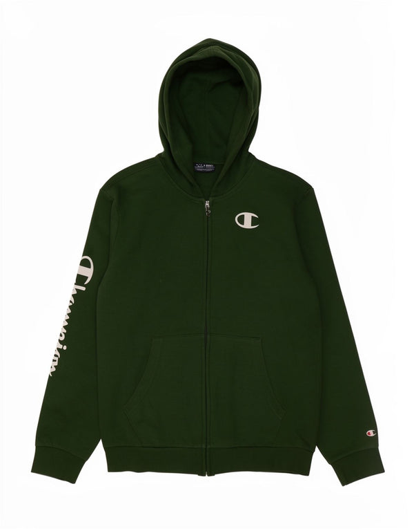 Zeleni pamučni pulover Champion Boys Graphic Zip Hoodie 13-14 Years XL
