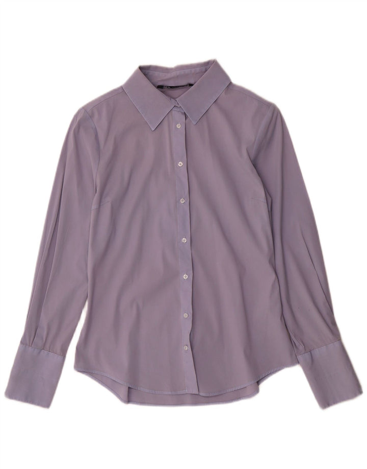Zara ženska svečana košulja UK 12 srednje plavi pamuk