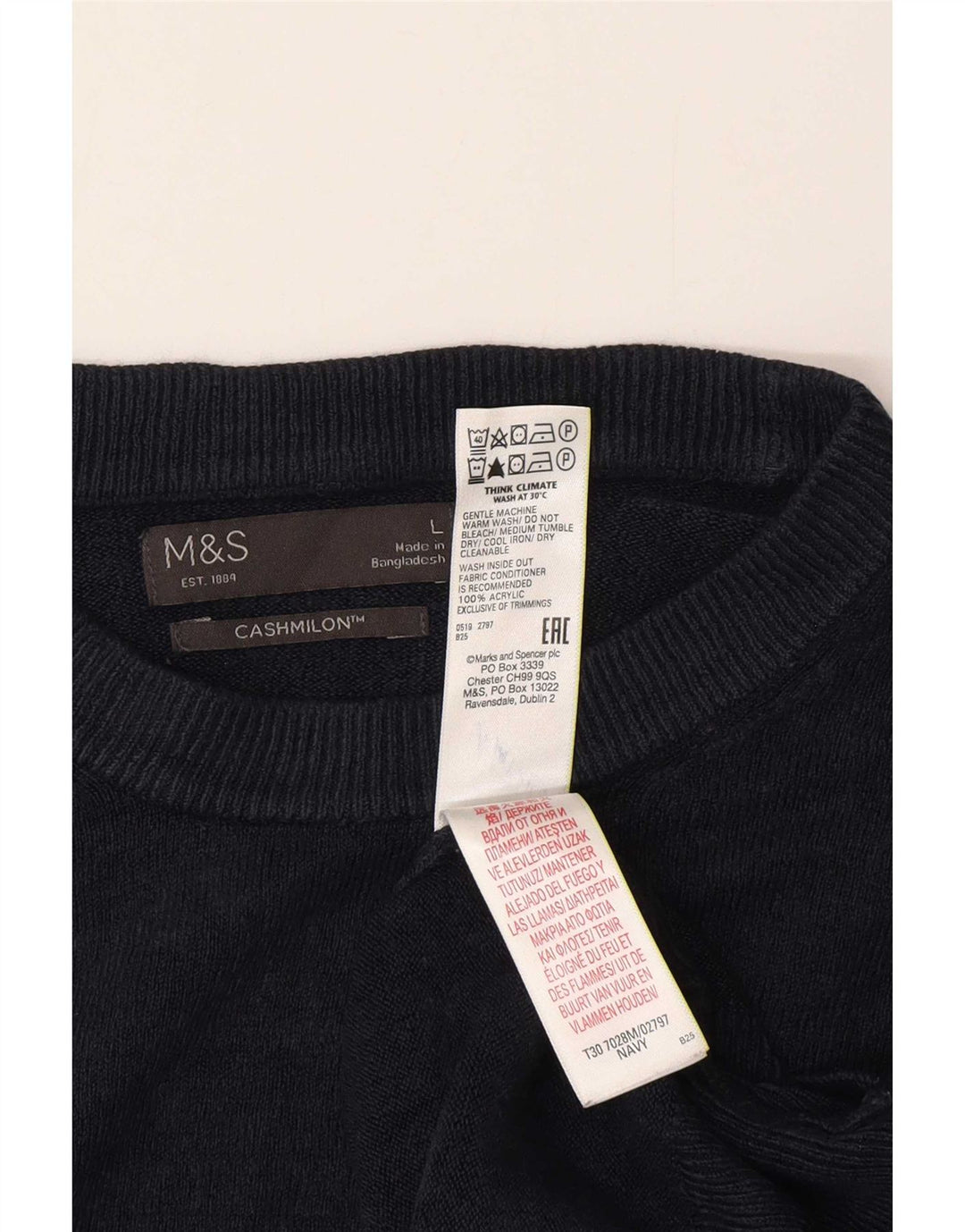 Marks & Spencer muški džemper s okruglim izrezom Veliki tamnoplavi akril