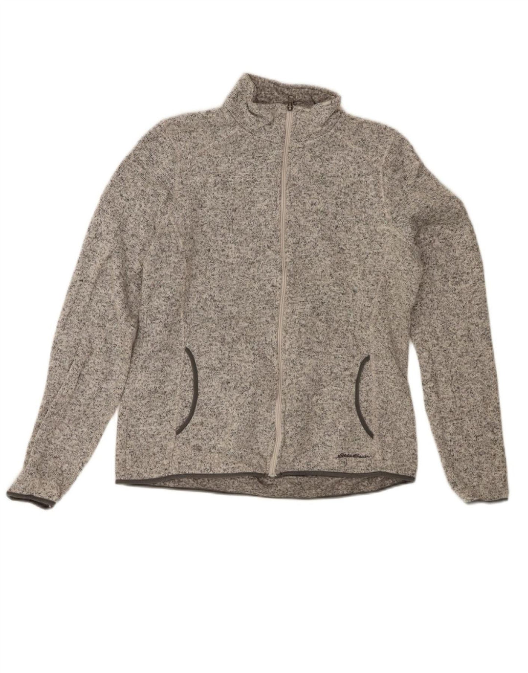 EDDIE BAUER Womens Tracksuit Top Jacket UK 16 Large Grey Flecked Polyester