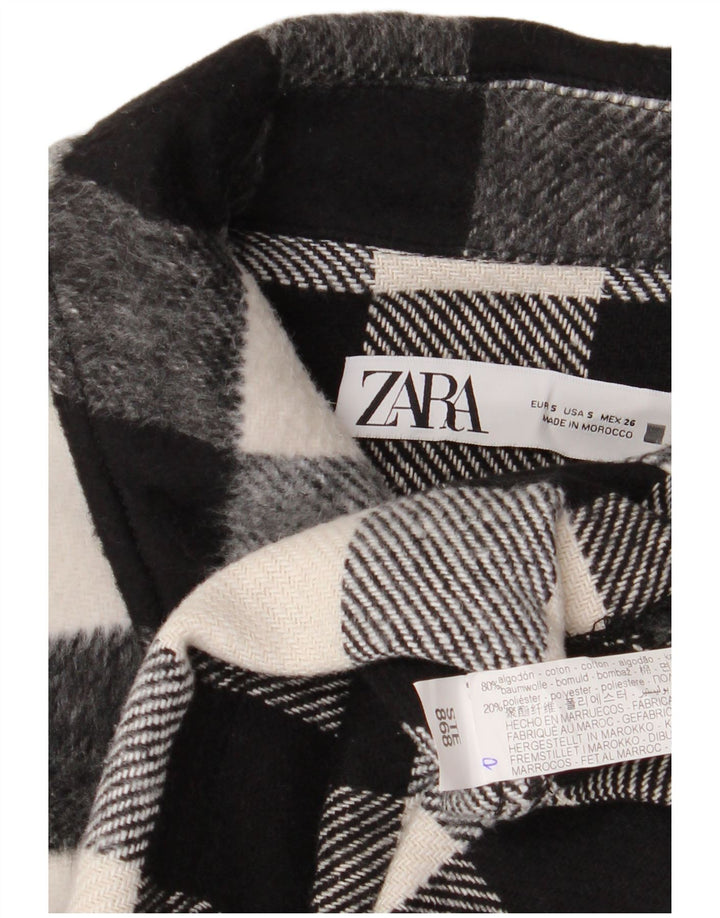 Zara ženska prekomjerna bomber jakna UK 10, mali crni pamuk od ginghama