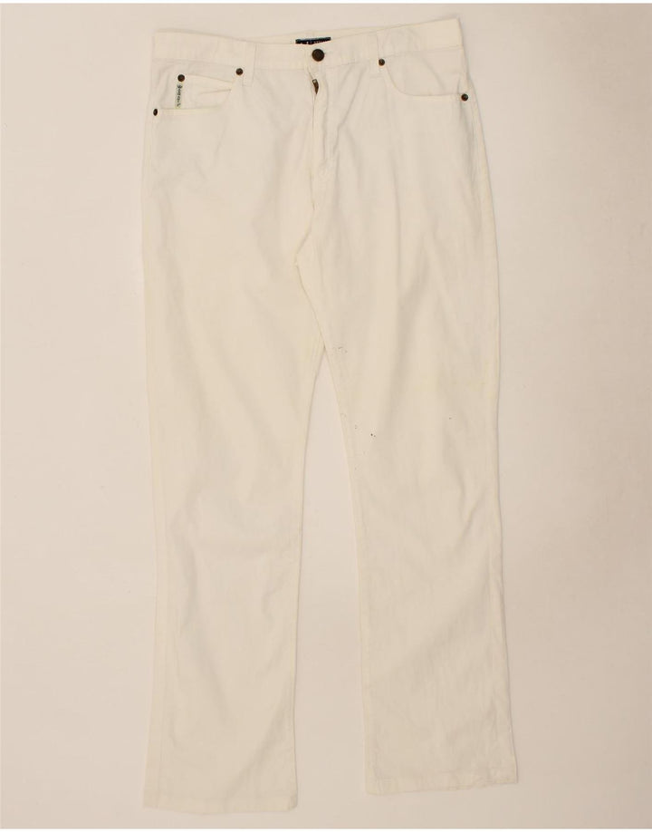 ARMANI Womens Bootcut Casual Trousers W34 L28 White Cotton Vintage Armani and Second-Hand Armani from Messina Hembry 