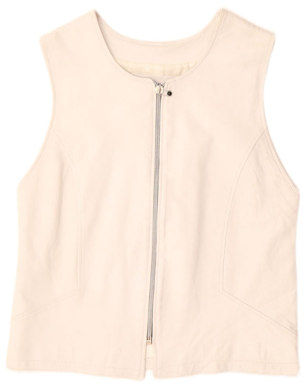 VINTAGE ženska kožna jakna UK 12 Srednje bijela