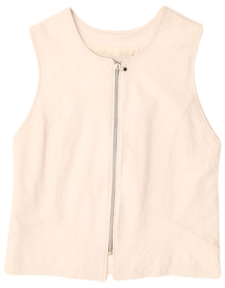 VINTAGE ženska kožna jakna UK 12 Srednje bijela