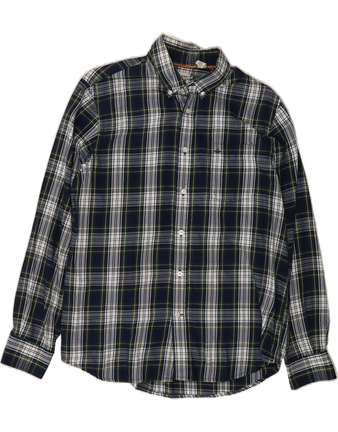 DOCKERS Mens Flannel Shirt Medium Navy Blue Check Cotton Vintage Dockers and Second-Hand Dockers from Messina Hembry 
