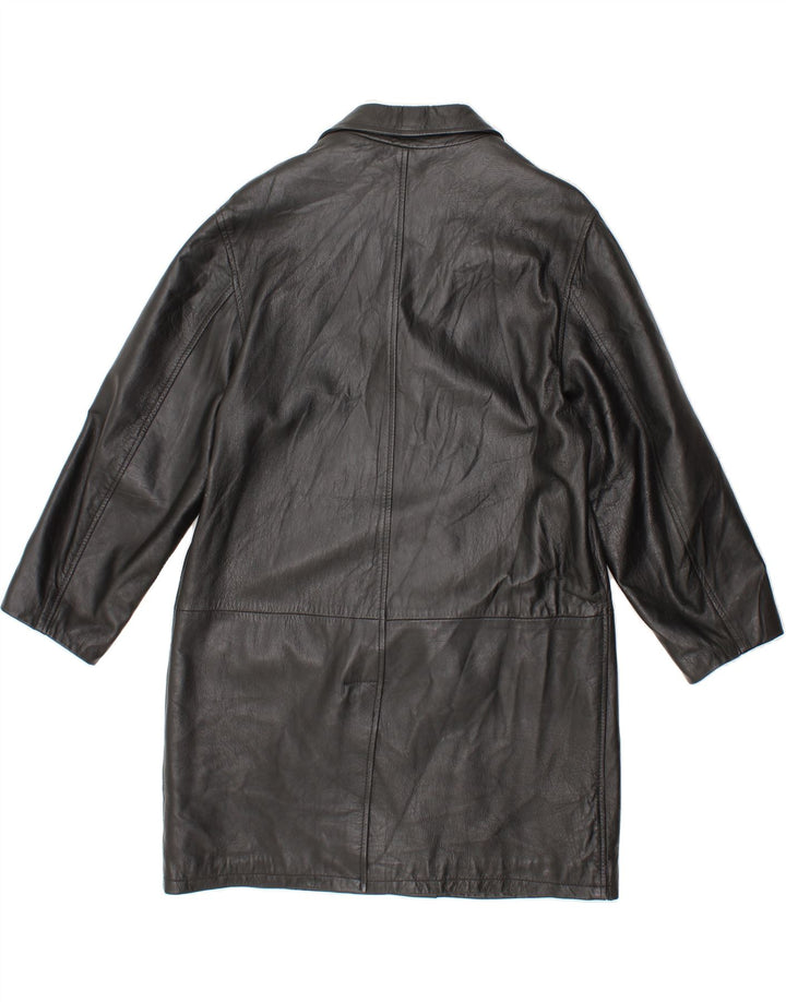 GALLOTTI Womens Leather Coat UK 14 Medium Black Leather Vintage Gallotti and Second-Hand Gallotti from Messina Hembry 