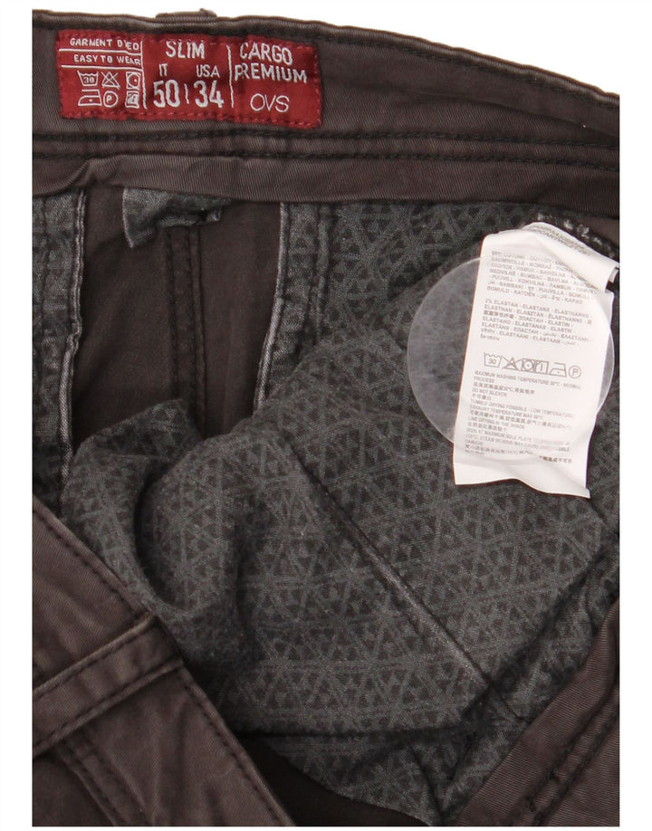 OVS Muške ravne kargo hlače IT 50 Large W34 L33 Sivi pamuk