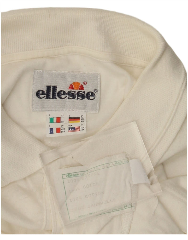 ELLESSE Muška polo majica dugih rukava IT 50 Srednje bijeli geometrijski pamuk