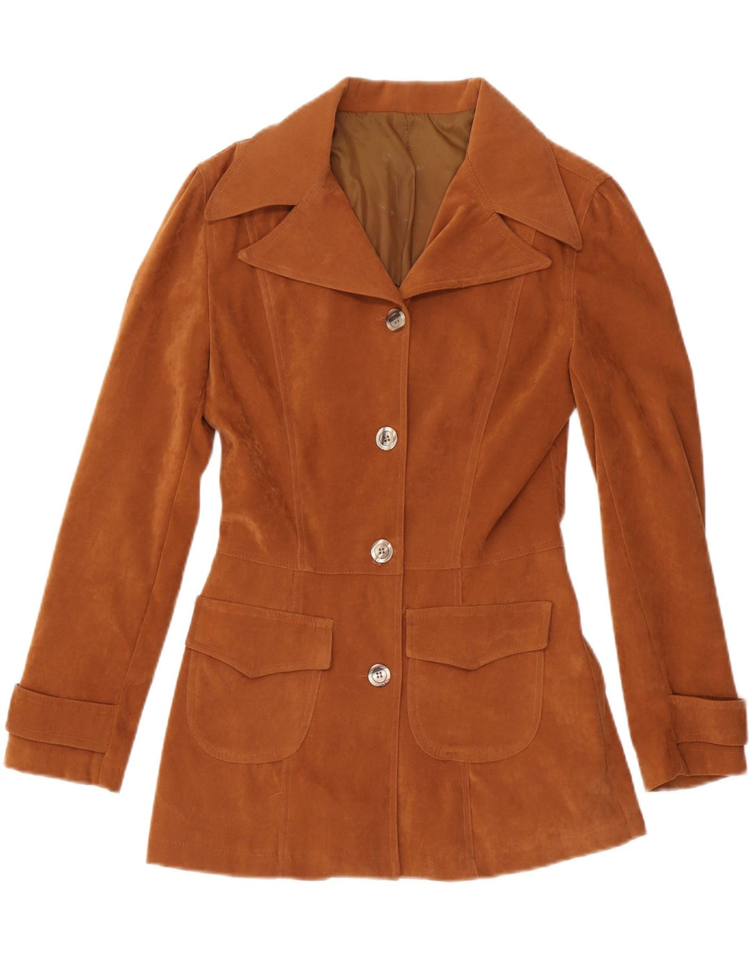 Vintage ženski sako sa 4 gumba UK 10 Mala smeđa