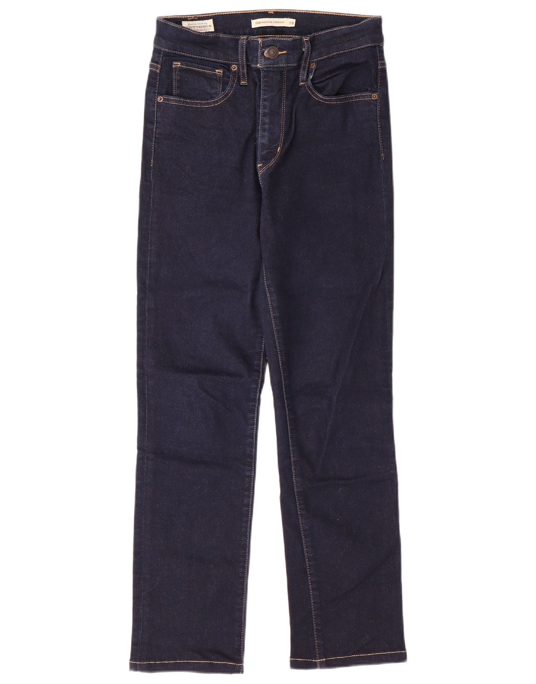 LEVI'S ženske ravne traperice visokog struka 724 W28 L26 tamnoplavi pamuk