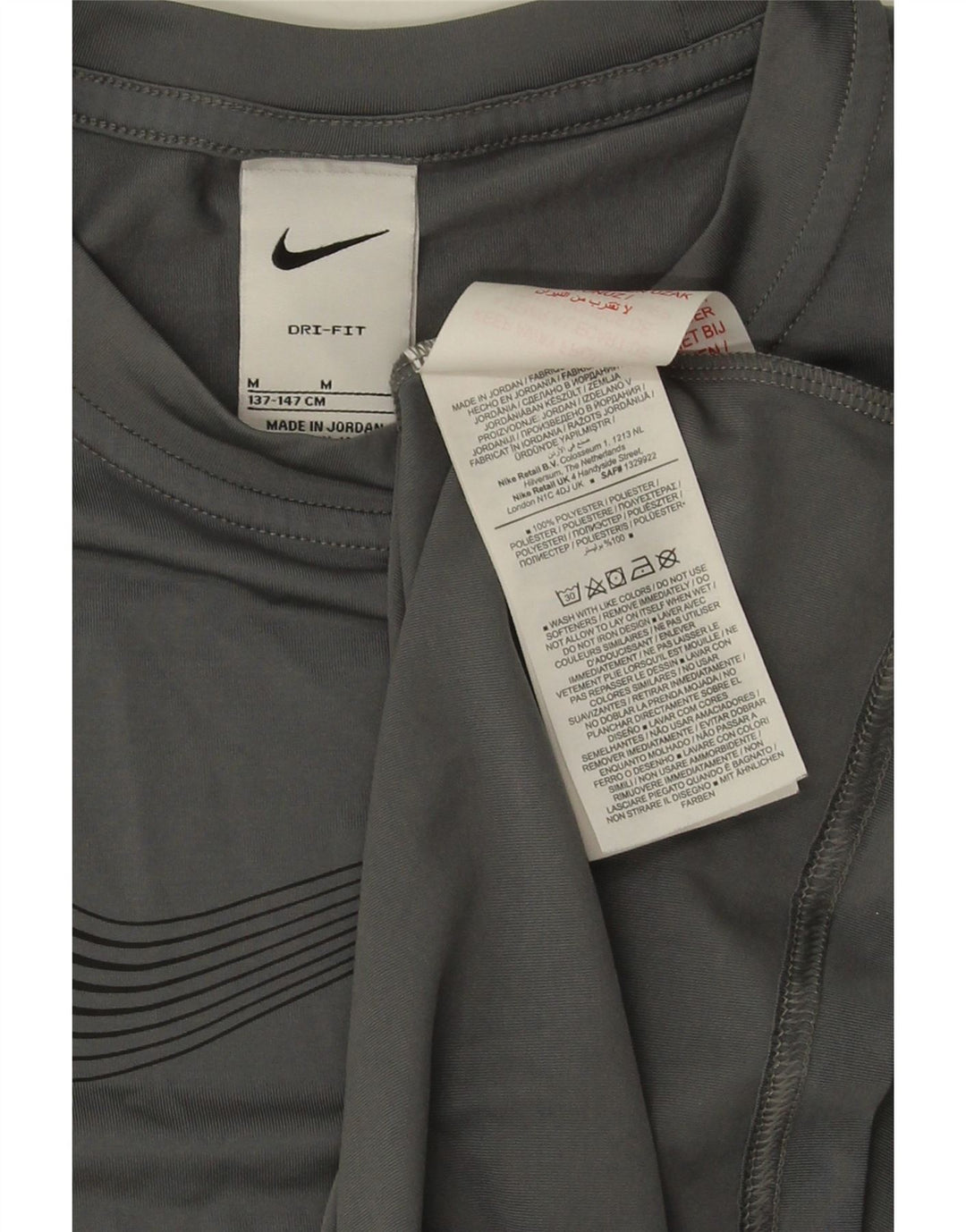 Nike Boys Dri Fit Graphic T-Shirt Top 10-11 Years Medium Grey Poliester