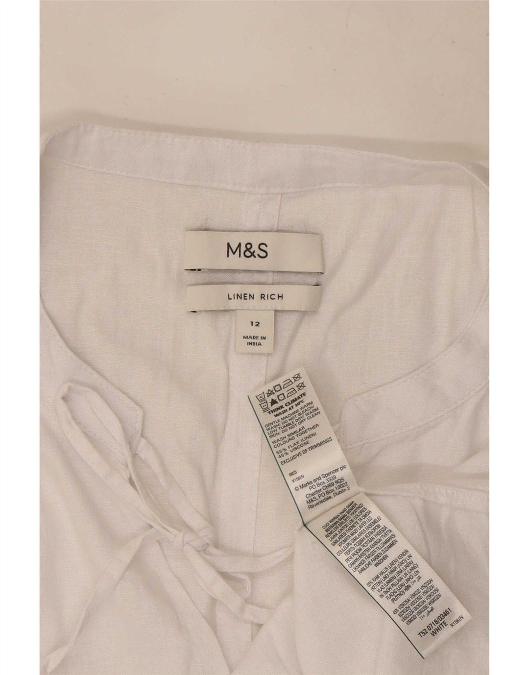 Marks & Spencer gornji dio ženske bluze UK 12 Srednje bijelo platno