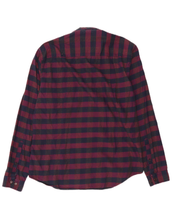Joules muška pripijena flanelska košulja srednje boje bordo boje gingham pamuka