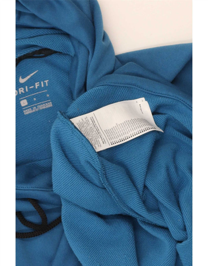 Nike Dri Fit majica s kapuljačom kratkih rukava, veliki plavi poliester