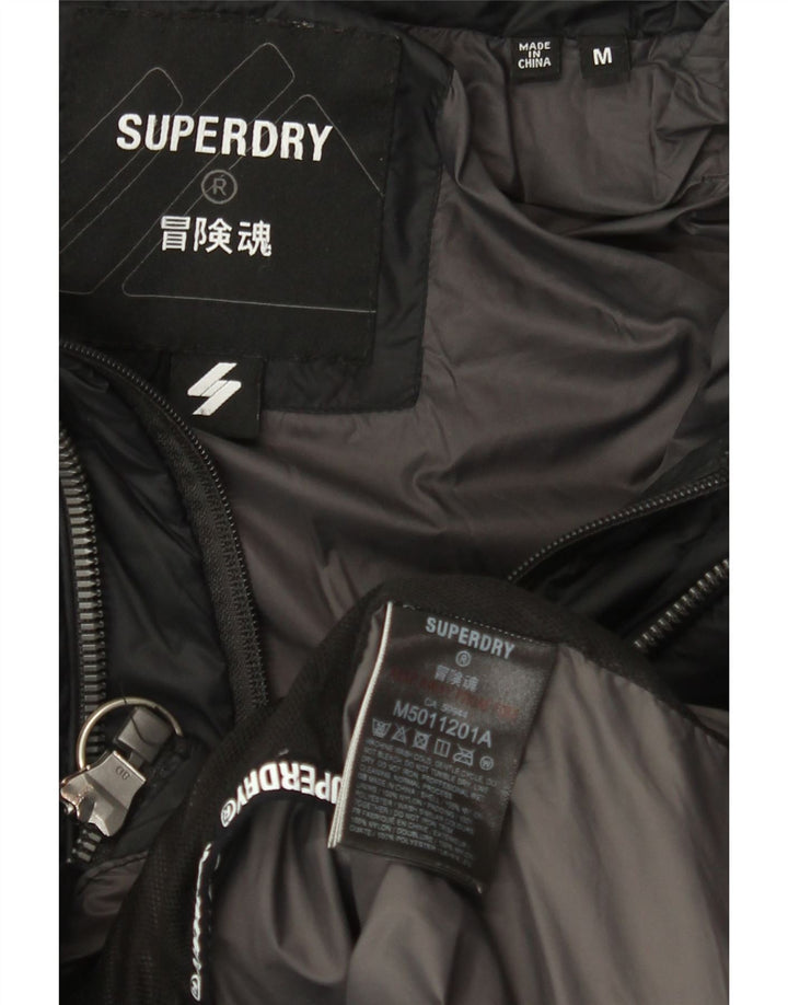 Superdry muška podstavljena jakna s kapuljačom UK 38 Srednje crni najlon