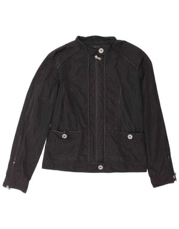 Calvin Klein Womens Bomber Jacket UK 12 Medium Black