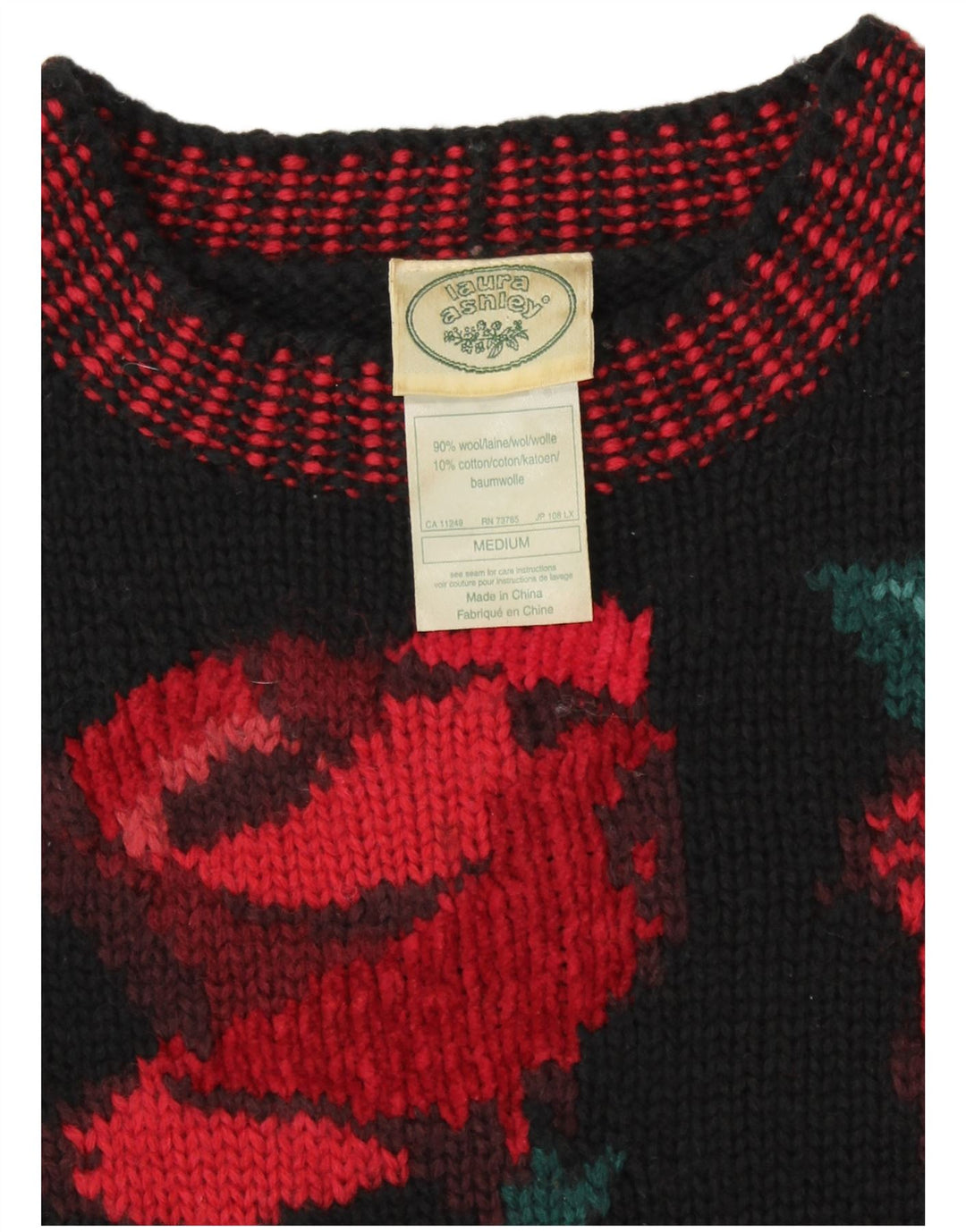 LAURA ASHLEY Ženski pulover s okruglim izrezom UK 14 Srednje crni cvjetni