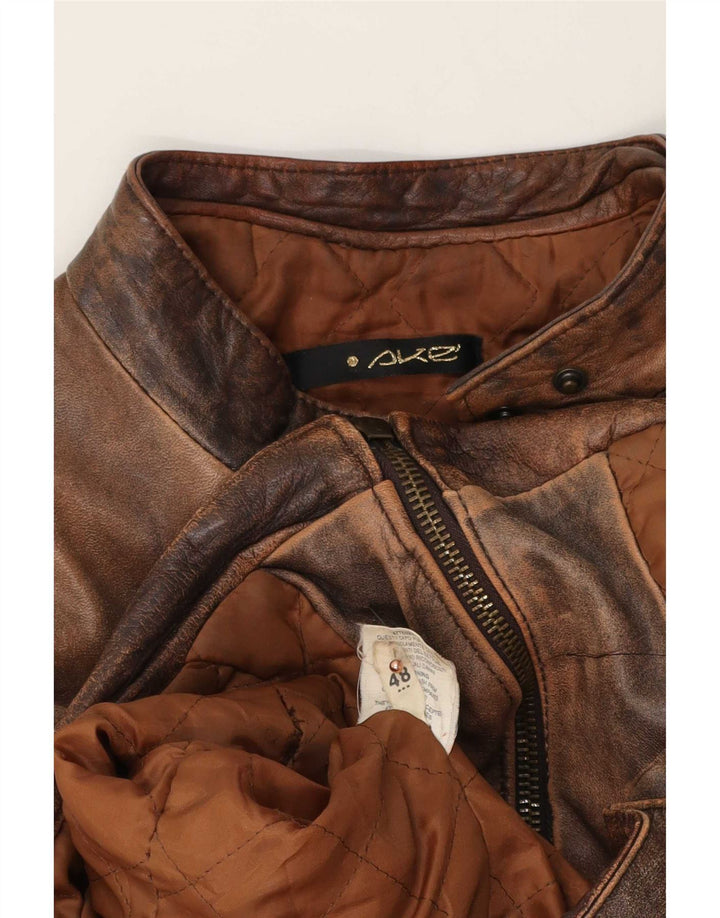 Vintage ženska kožna trkaća jakna IT 48 XL smeđa