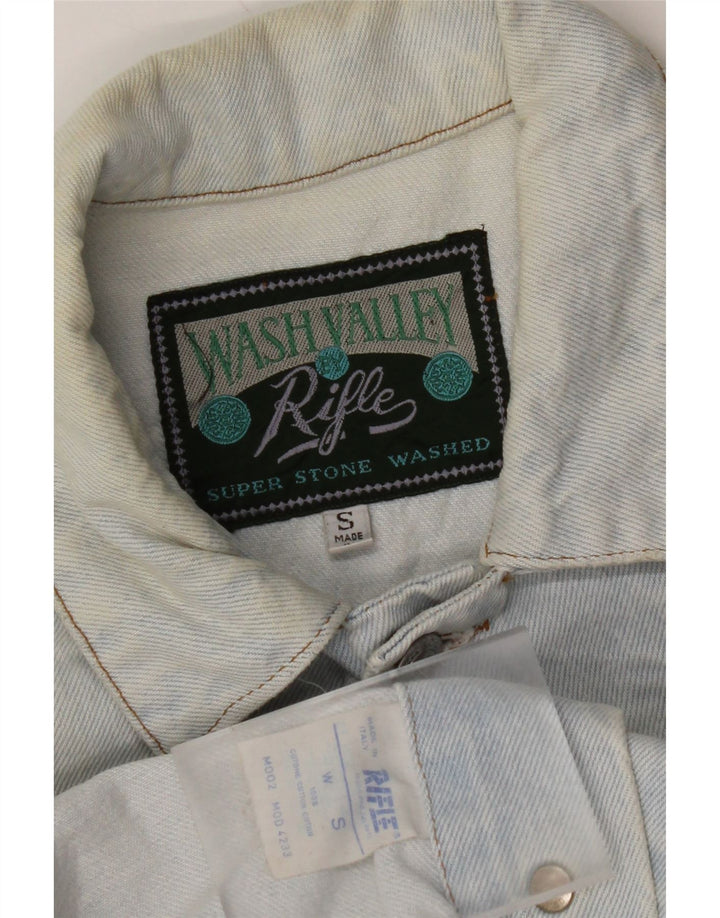 RIFLE Ženska crop prevelika traper jakna UK 10 Small Blue Cotton