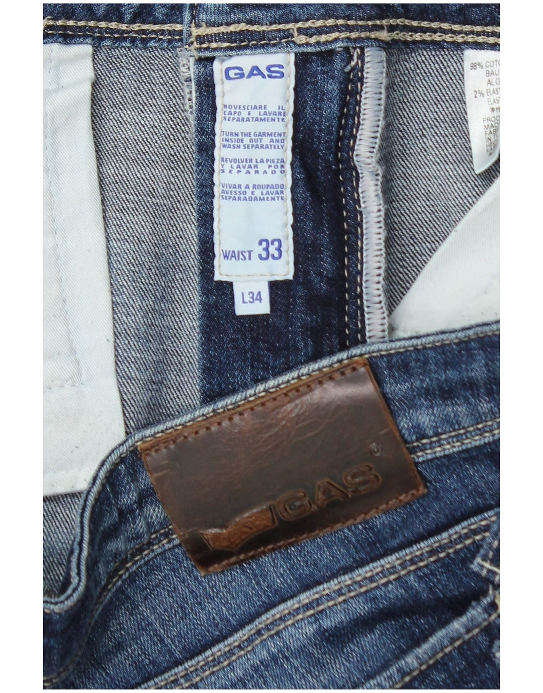 GAS Womens Straight Jeans W33 L28 Blue Cotton