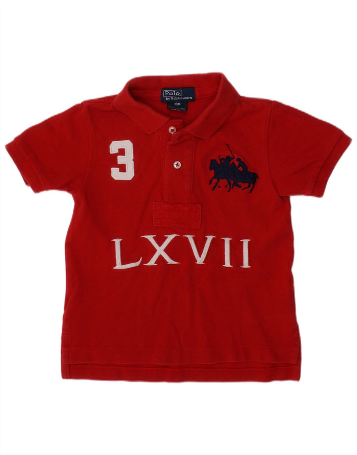 POLO RALPH LAUREN Crvena pamučna polo majica s grafičkim motivima za dječake 12-18 mjeseci