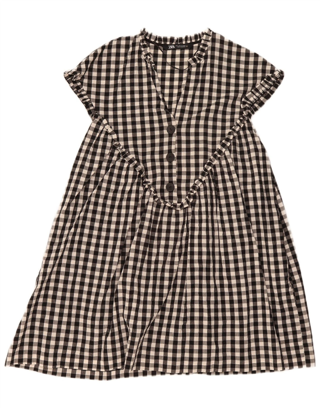 Zara ženska haljina A-kroja UK 14 srednje crna gingham