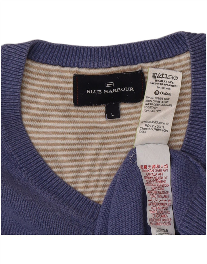 Marks & Spencer muški plavi pamučni pulover s V-izrezom Blue Harbor