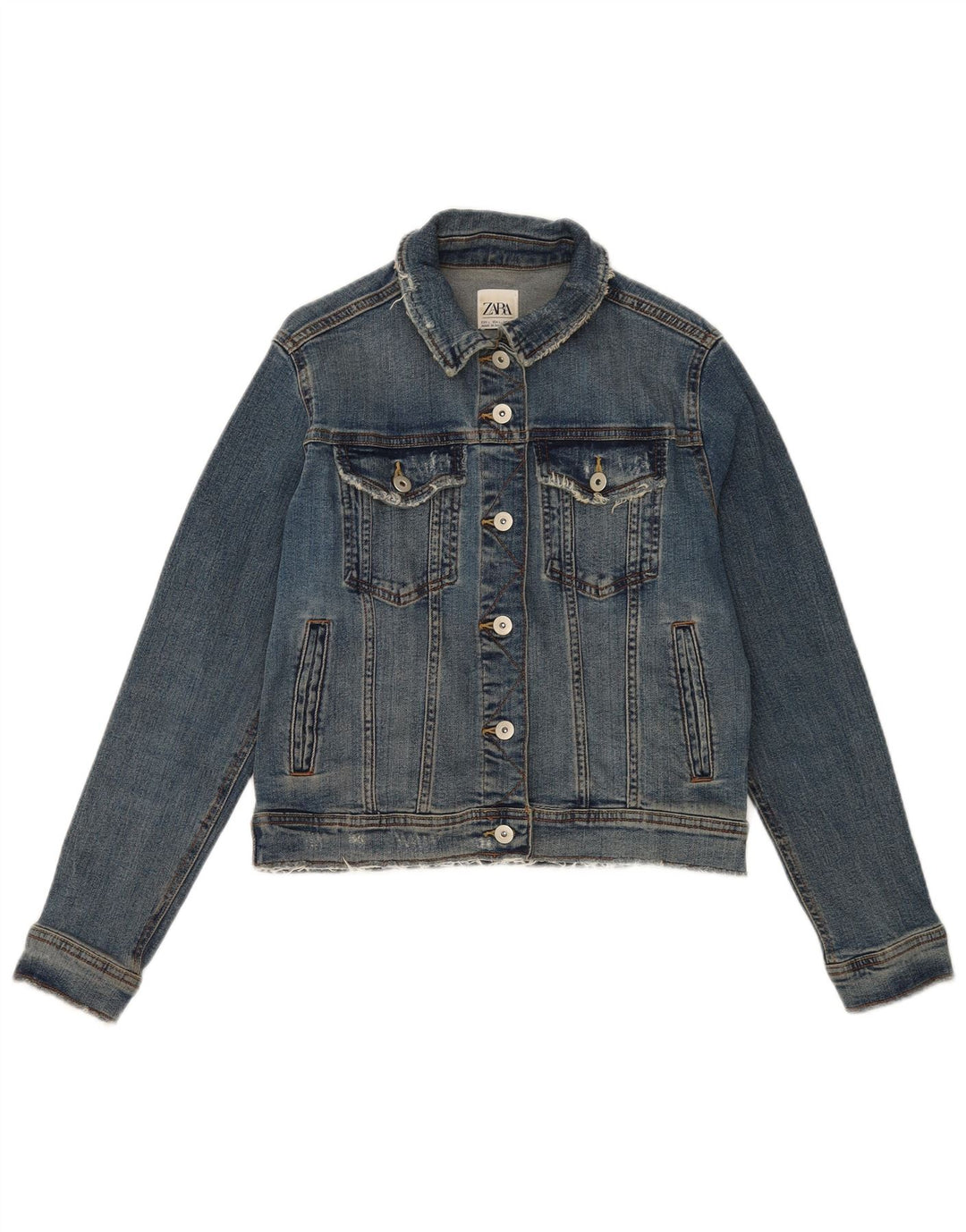 Zara ženska crop traper jakna UK 16 Large Blue Cotton