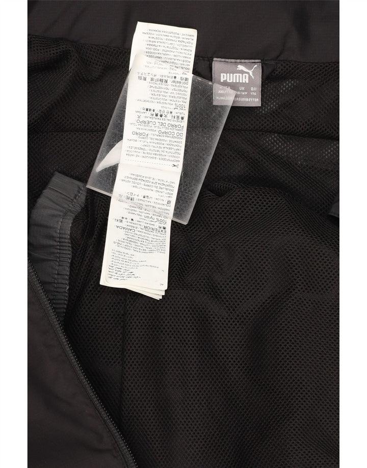 PUMA Boys Rain Jacket 15-16 Years Black Colourblock Polyester Vintage Puma and Second-Hand Puma from Messina Hembry 