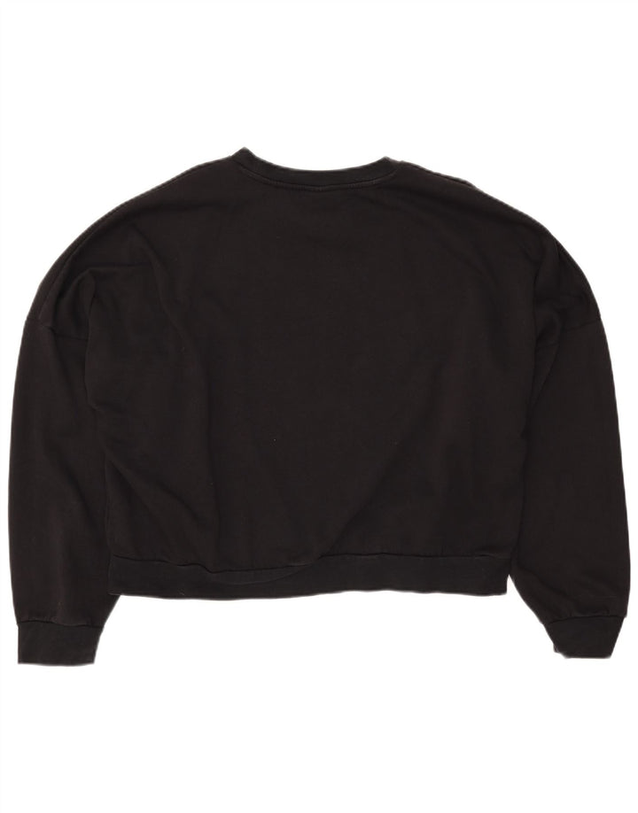 ADIDAS Ženska skraćena prekomjerna majica s kratkim rukavima UK 16/18 Veliki crni pamuk