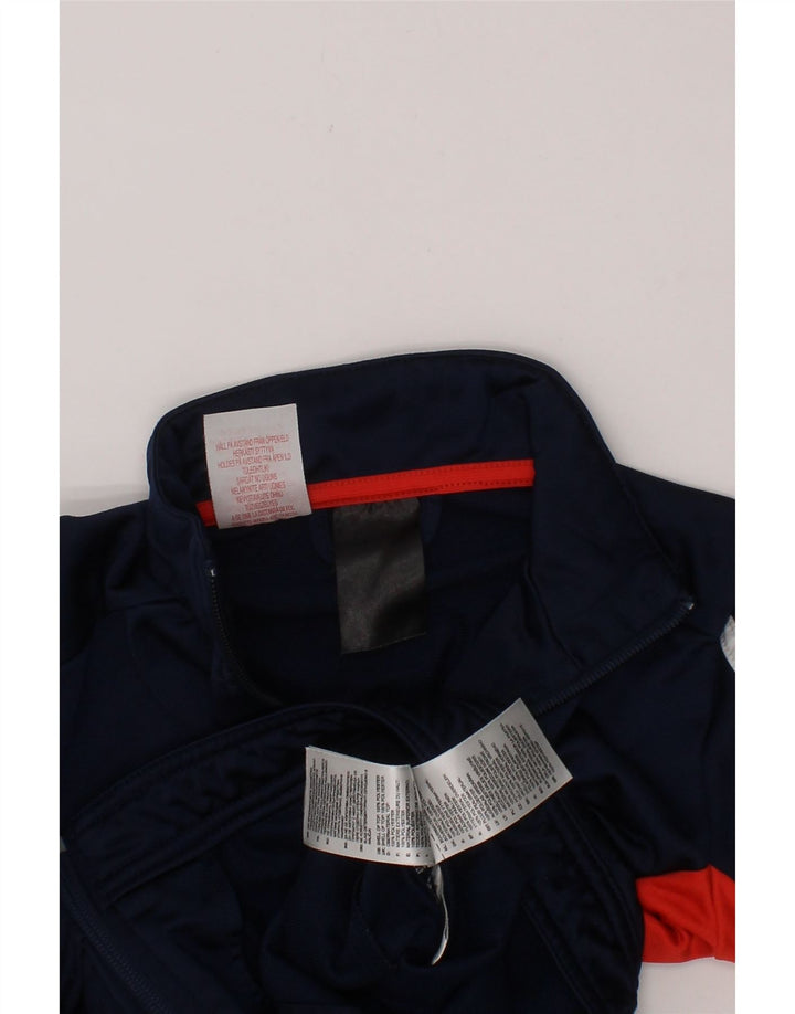ADIDAS Boys Tracksuit Top Jacket 7-8 Years Navy Blue Colourblock Polyester Vintage Adidas and Second-Hand Adidas from Messina Hembry 