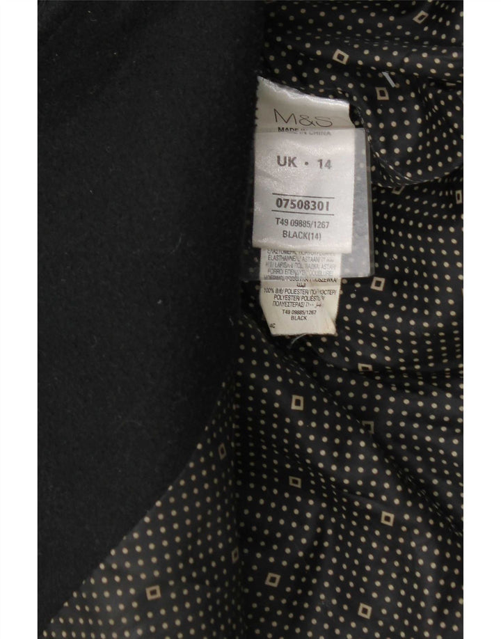 Marks & Spencer ženski kaput s dvostrukim kopčanjem UK 14 srednji crni poliester