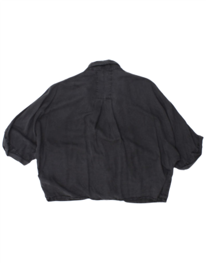 ZARA ženska prevelika košulja bluza kratkih rukava UK 10 Mala crna