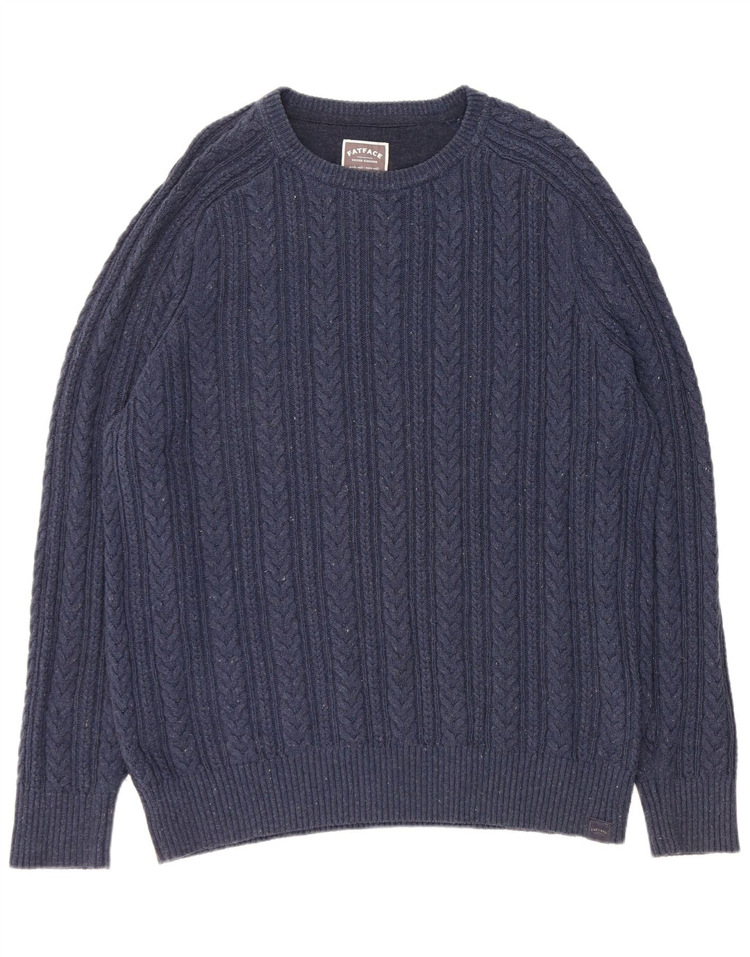 FAT FACE Muški pulover s lađastim izrezom XL tamnoplavi flekasti pamuk