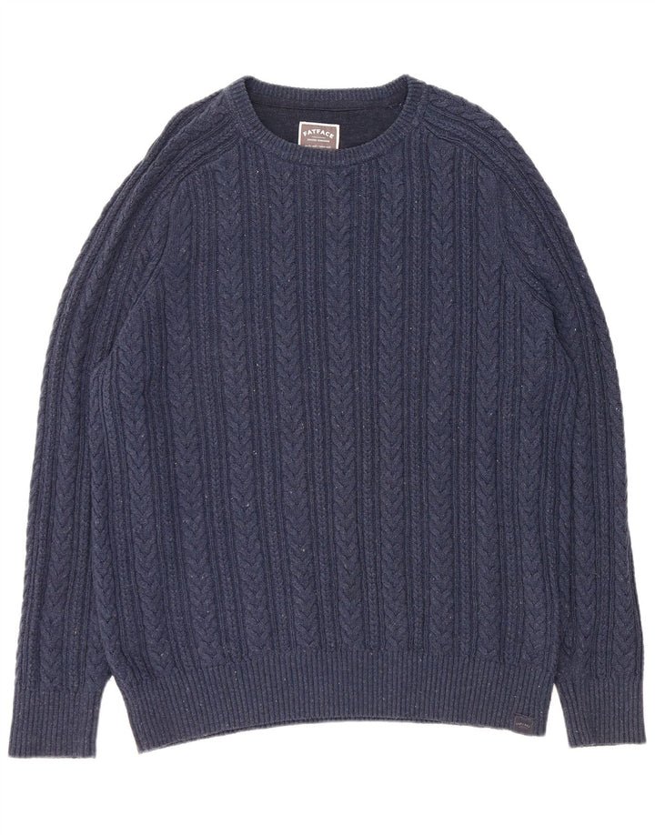 FAT FACE Muški pulover s lađastim izrezom XL tamnoplavi flekasti pamuk