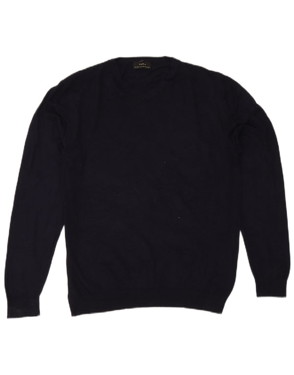 Zara ženski džemper s V-izrezom UK 14 srednje tamnoplava