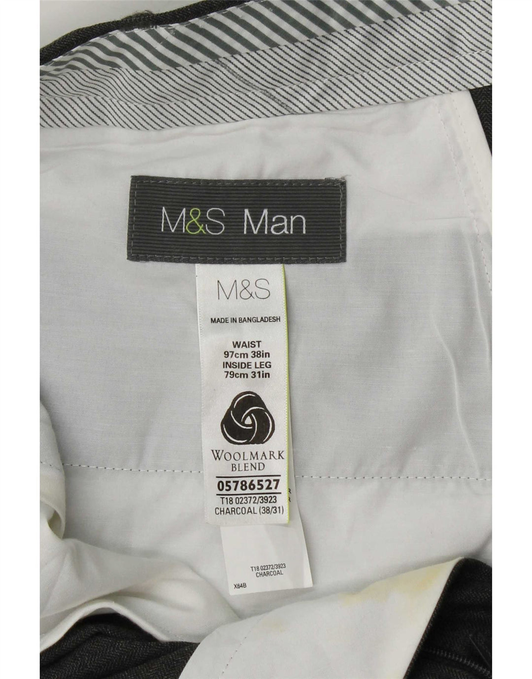 Marks & Spencer muške hlače ravnog odijela W38 L31 Siva vuna