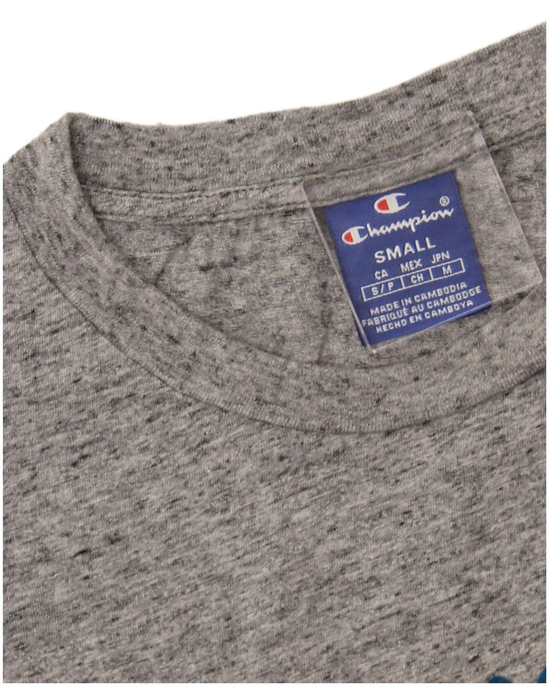 CHAMPION Mens Graphic T-Shirt Top Small Grey Flecked