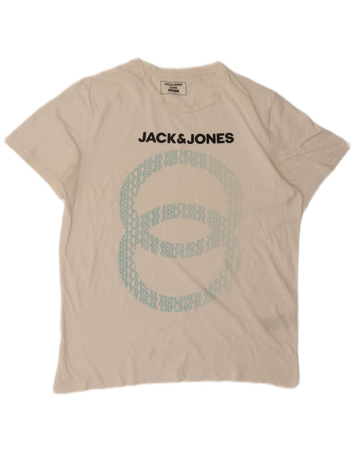 Jack & Jones muška majica kratkih rukava standardnog kroja, srednji bijeli pamuk