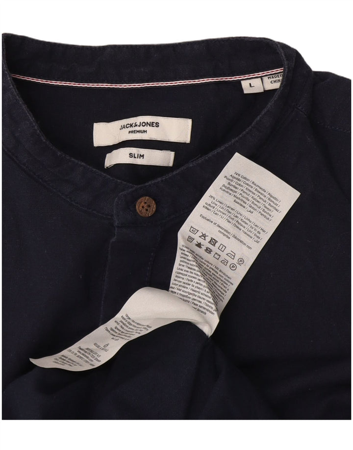Jack & Jones muška majica uskog kroja veliki tamnoplavi pamuk