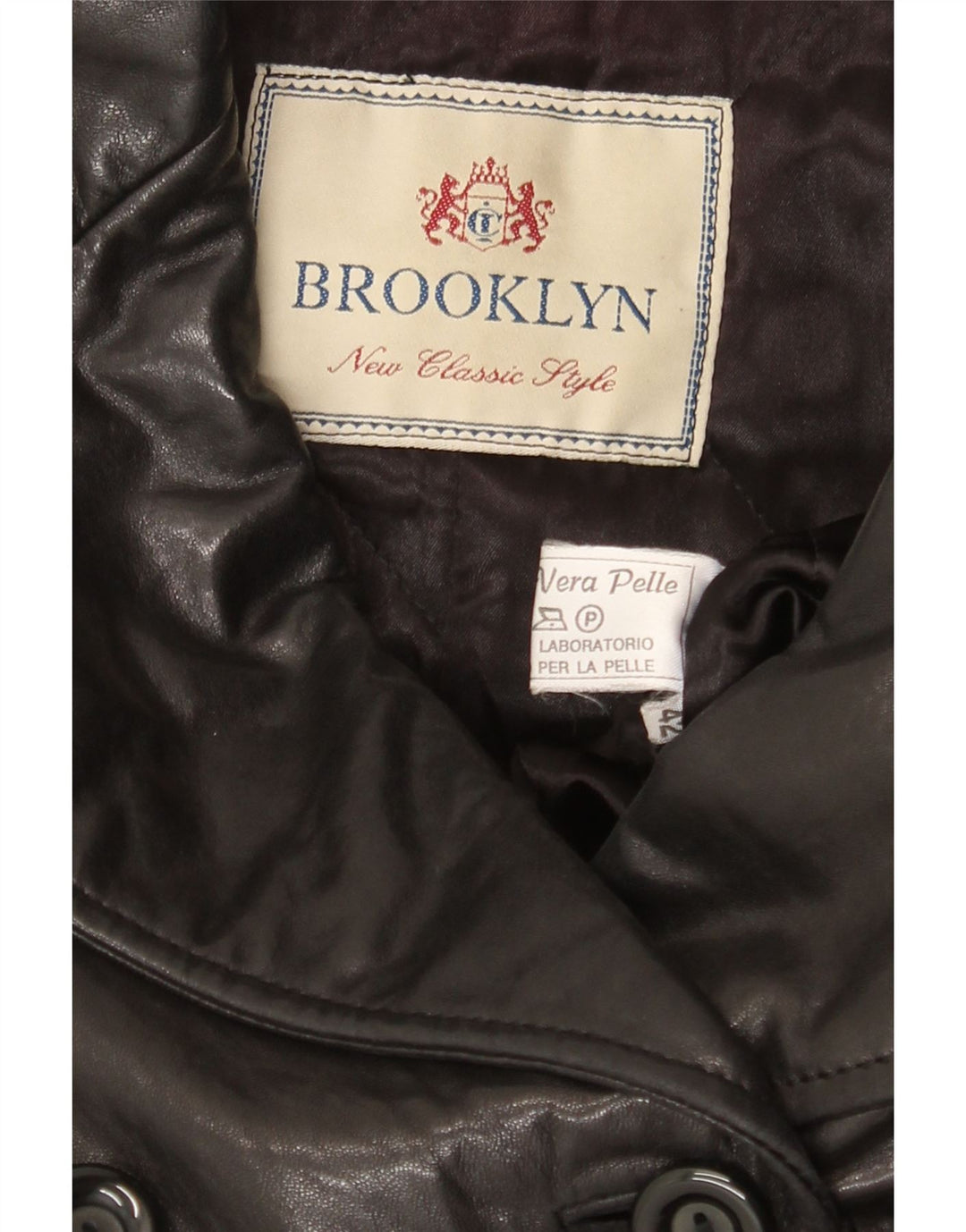 Brooklyn ženski kožni kaput s dvostrukim kopčanjem IT 42 Srednja crna koža
